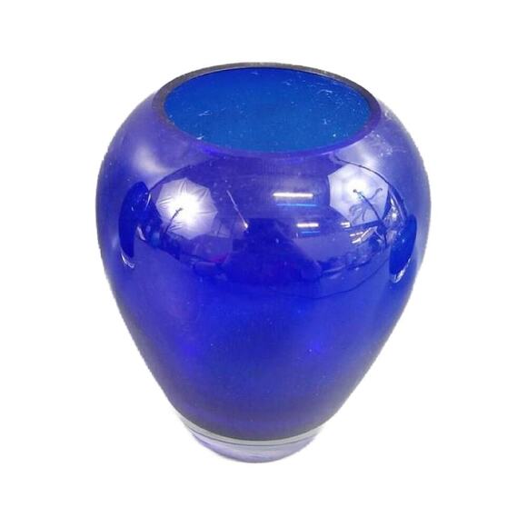 Hand Blown Cobalt Blue Glass Vase, Set of 3, 8" tall - Picture 4 of 9
